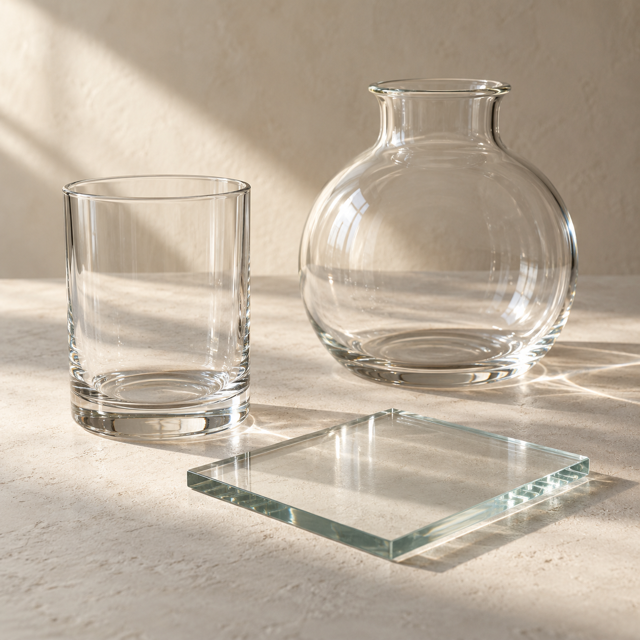 Clear glass material forms