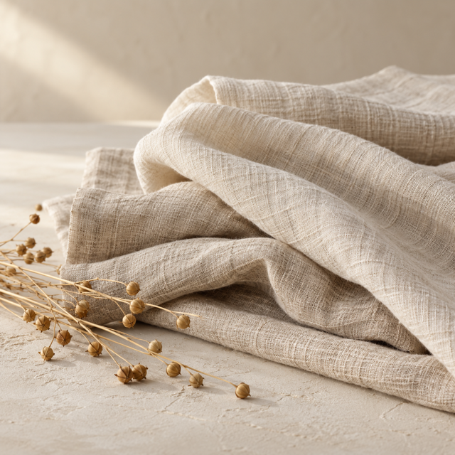 Natural linen fabric and flax